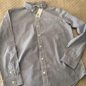 Janie and Jack boys new with tags size 16 gray and white striped Oxford shirt